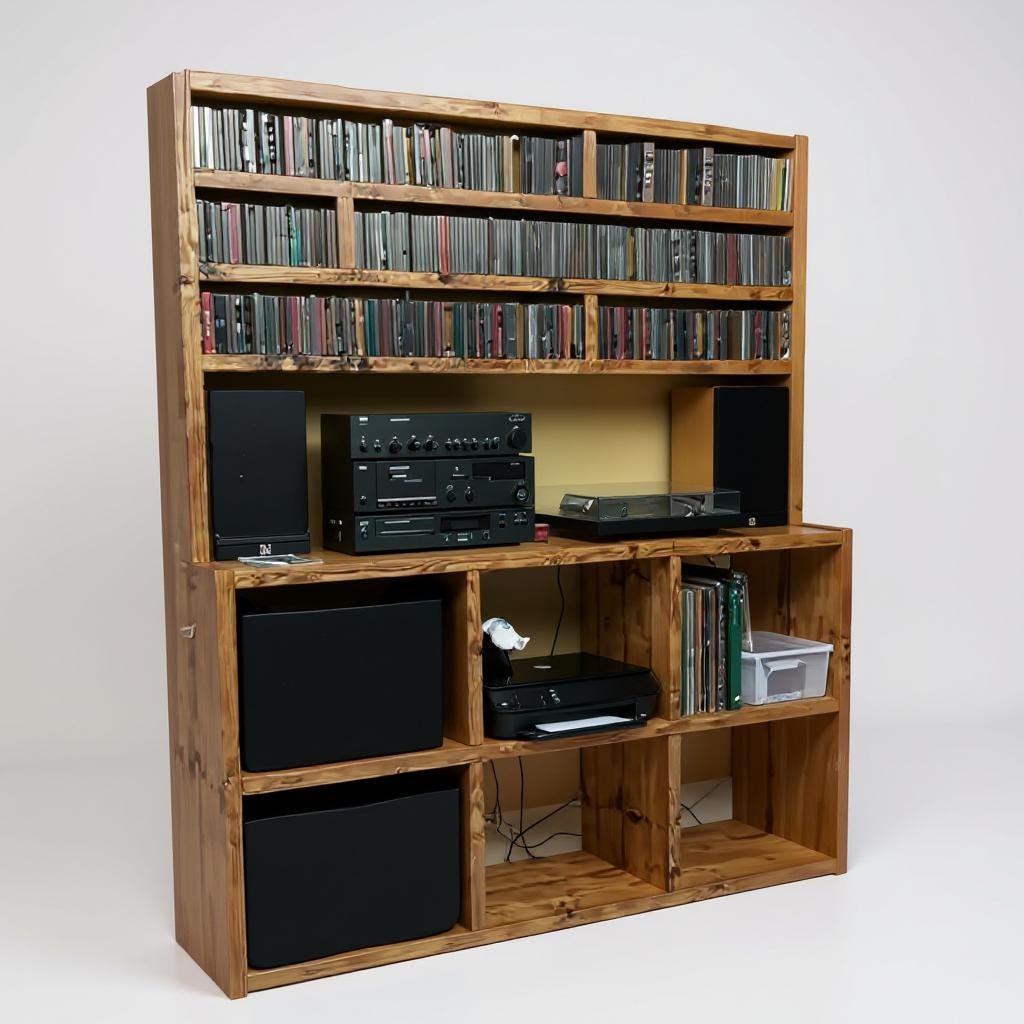 Reclaimed Wood Hifi records unit - hifi cd storage