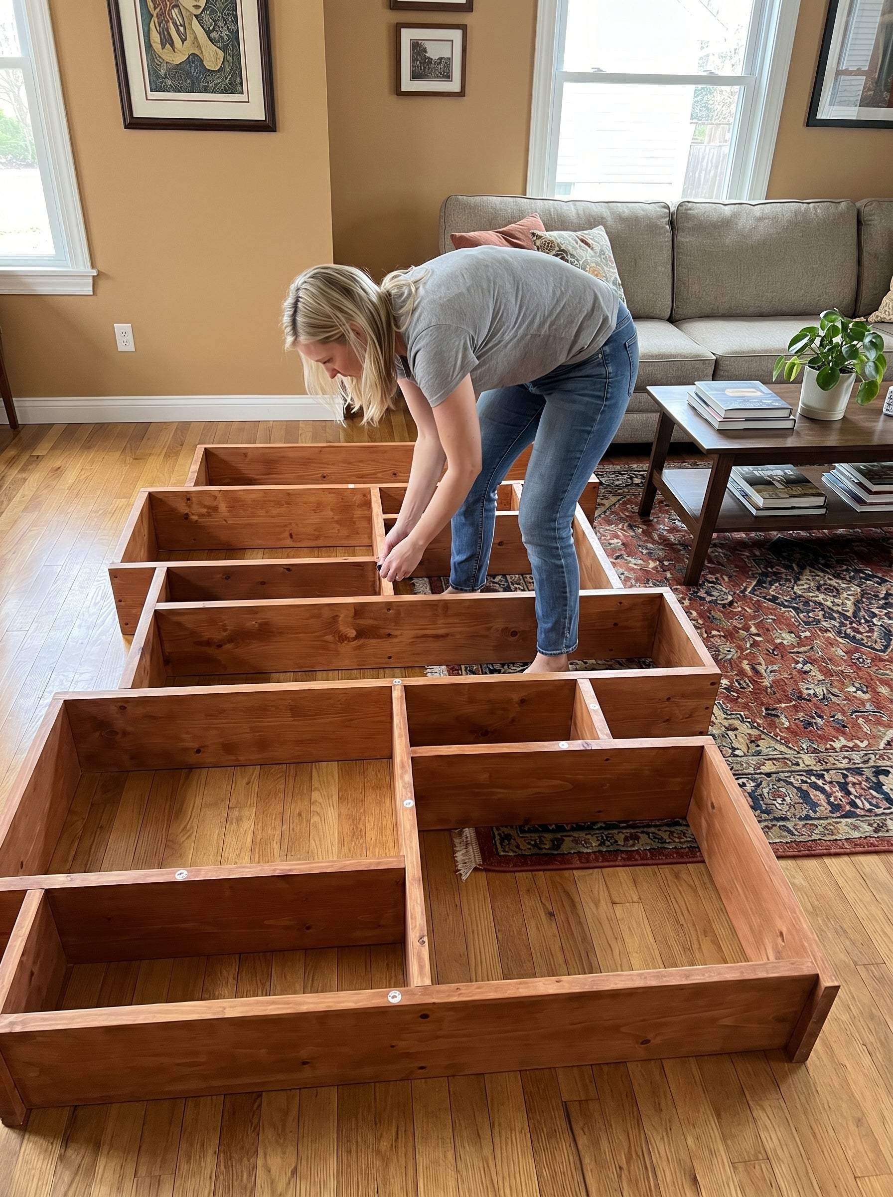 Reclaimed Wood Bookcase Flat Pack | Self Assembly Scaffold Timber Shelving Unit | Storage Boxes- Free delivery