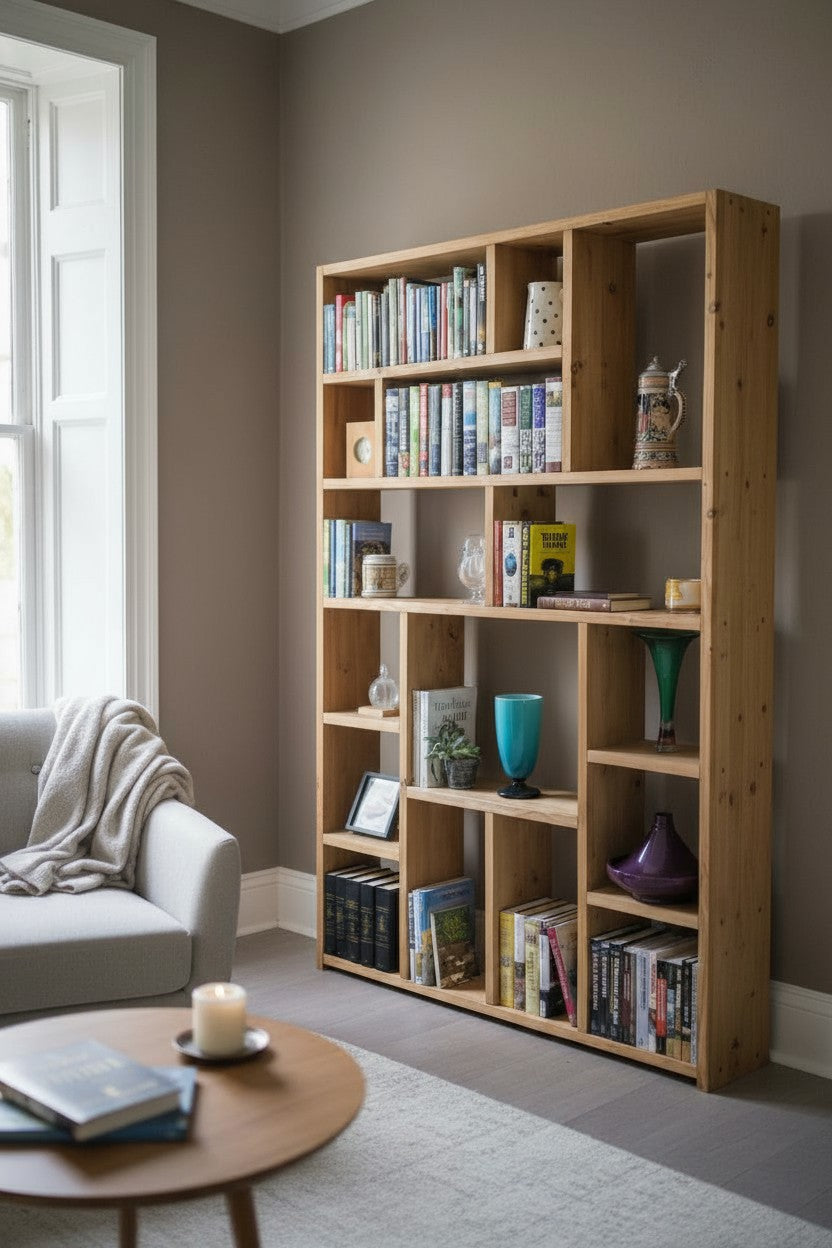 Reclaimed Wood Bookcase | Rustic Scaffold Shelving Unit | Custom Handmade Timber Bookshelf | Industrial Style Storage Solution - OG