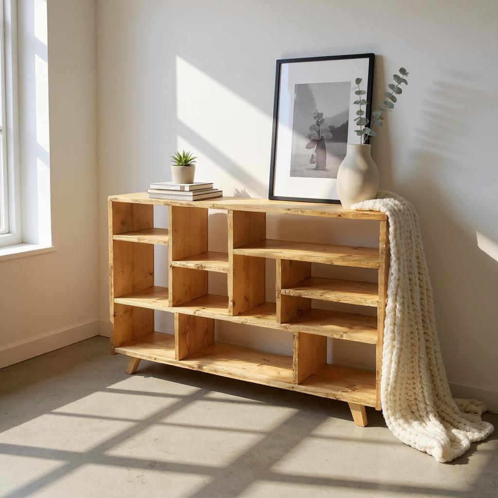 Reclaimed Wood Bookcase Media Unit - Rustic Storage & Display for Your Home- -no d