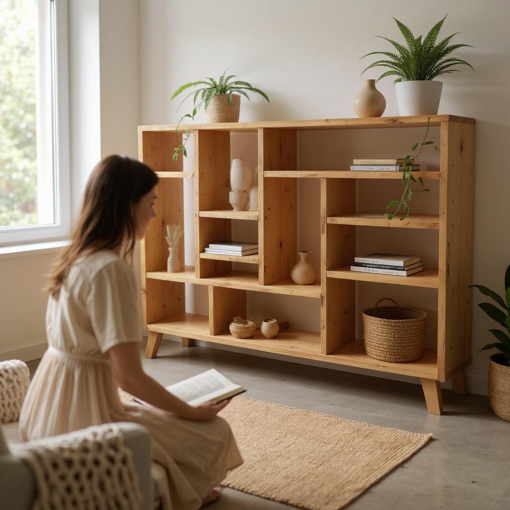 Reclaimed Wood Bookcase Media Unit - Rustic Storage & Display for Your Home- -no d
