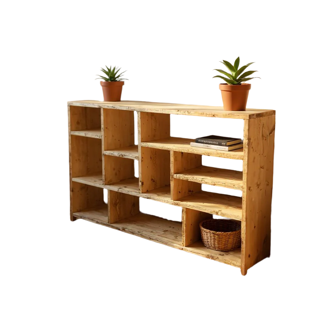 Reclaimed Wood Bookcase Media Unit - Rustic Storage & Display for Your Home- -no d