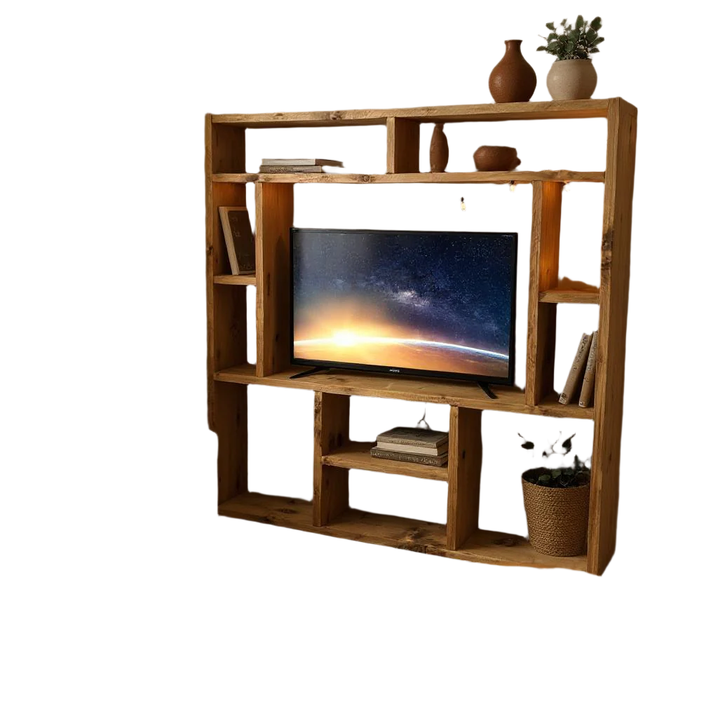 Reclaimed Wood Bookcase | Rustic Scaffold Shelving Unit | Handmade Timber Bookshelf | TV Stand & Media Console Options | Unique Custom Dimensions - tvog