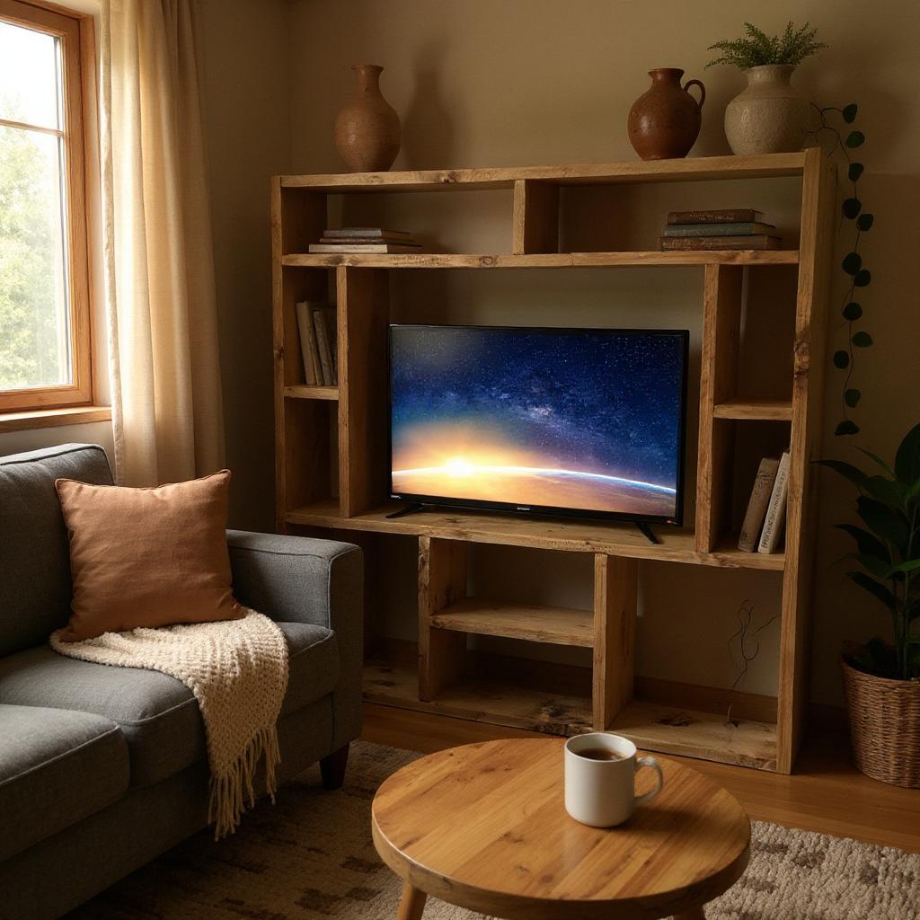 Reclaimed Wood Bookcase | Rustic Scaffold Shelving Unit | Handmade Timber Bookshelf | TV Stand & Media Console Options | Unique Custom Dimensions - tvog