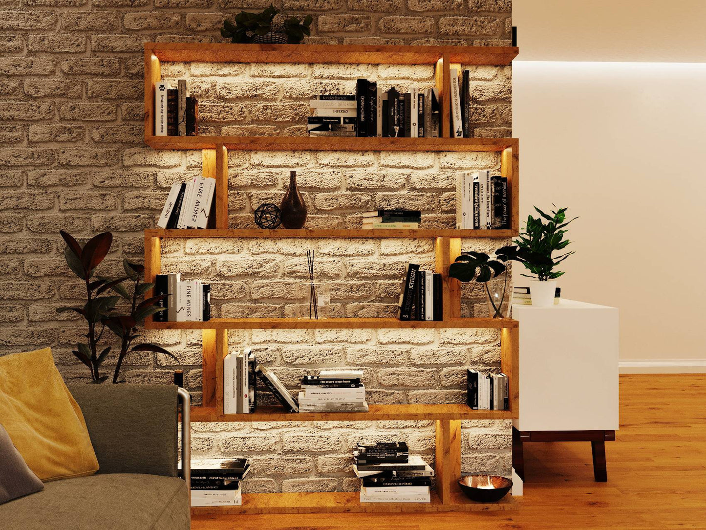 Zigzag Reclaimed Wood Bookcase & Shelving Unit - Rustic Scaffold Furniture, Customizable Storage Solution - zigzag
