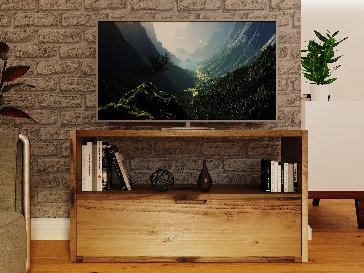 Reclaimed Wood TV/Media Unit - Rustic Entertainment Console with Storage