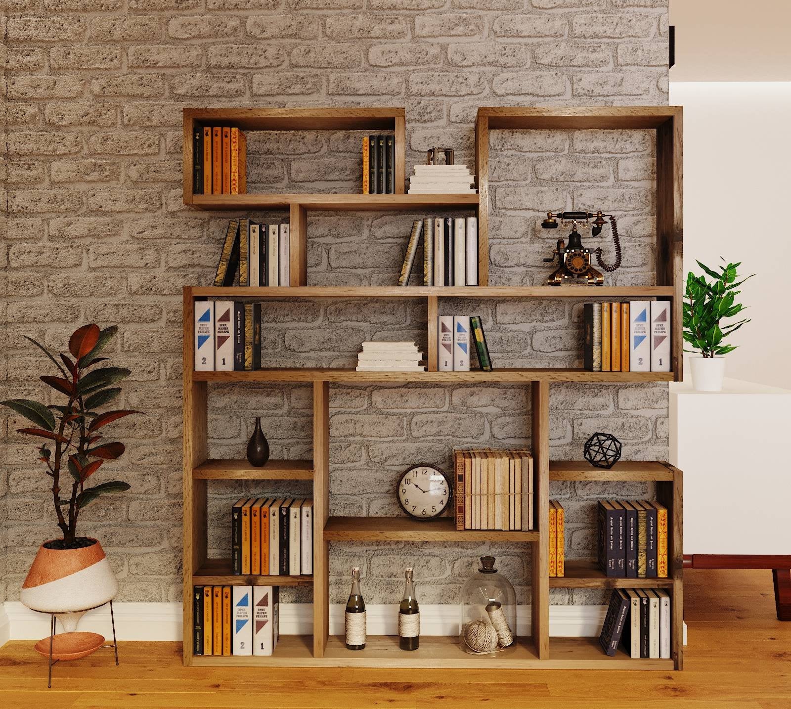 Custom Reclaimed Wood Bookcase | Rustic Scaffold Shelving Unit | Handmade Solid Timber Storage | Unique Industrial Style Book Shelf - gaps