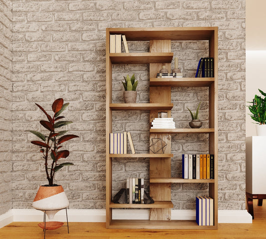 Solid Wood Bookcase Shelving Unit -  central